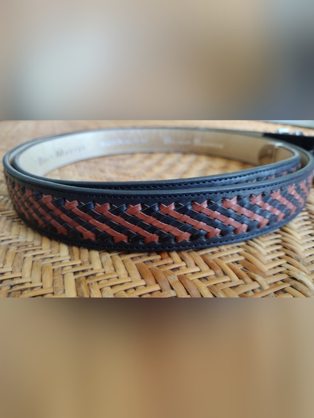 Belt Master Leather Belt by Belts by Sherman - Brown & Black Western - Picture 2 of 5